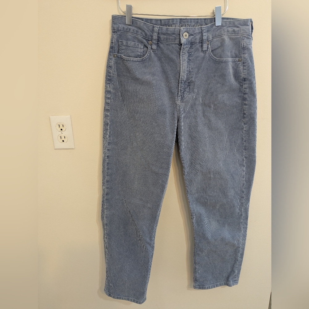 American Eagle Outfitters Stretch Corduroy Mom Straight Pant in Blue